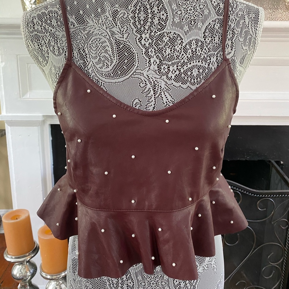 Pleather peplum crop top